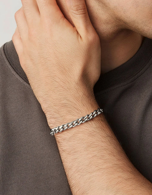 Load image into Gallery viewer, Men Chain Bracelet Cuban Stainless Steel Curb Bracelet 6MM 8.3 Inch Silver Wrist Bracelet Mens Birthday Valentines Day Jewelry Gifts for Him Dad Adults Age
