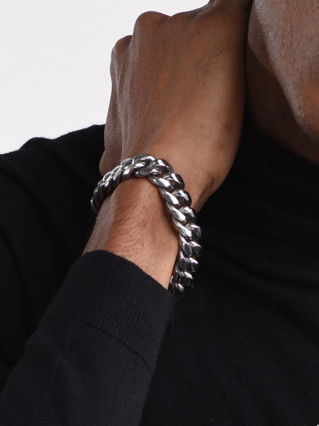 Bracelet for Men Chunky Cuban Bracelet 14MM 7.5 Inch Stainless Steel Chain Bracelet Mens Birthday Valentines Day Jewelry Gifts for Him Dad Adults Age