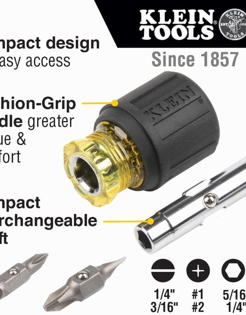 Load image into Gallery viewer, 32561 Multi-Bit Screwdriver / Nut Driver, 6-In-1 Stubby Screwdriver with 2 Phillips, 2 Slotted Bits, 2 Nut Drivers
