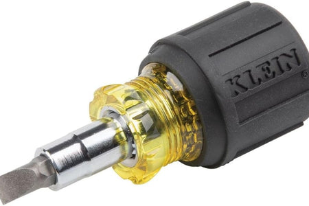 32561 Multi-Bit Screwdriver / Nut Driver, 6-In-1 Stubby Screwdriver with 2 Phillips, 2 Slotted Bits, 2 Nut Drivers