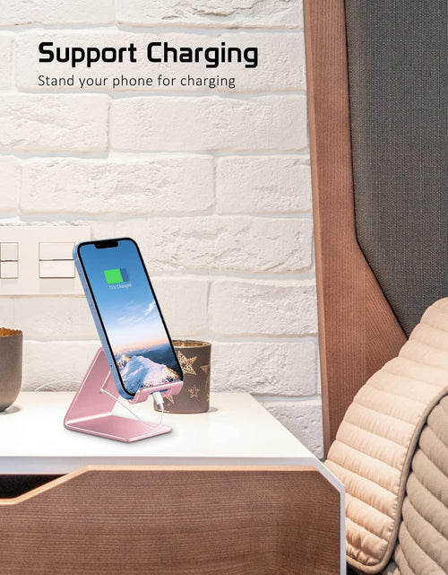 Load image into Gallery viewer, Cell Phone Stand Holder -  Aluminum Desktop Solid Portable Universal Desk Stand Compatible with All Mobile Smart Phone Huawei Iphone X 8 7 6 plus 5 Ipad Mini Tablet Office Decor (Rose Gold)
