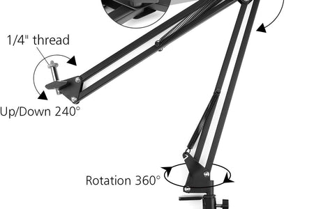 Overhead Video Stand Phone Holder Articulating Arm Phone Mount Table Top  Scissor Boom Arm Articulating Phone Stand Tablet Phone Holder for Streaming Phone Baking Crafting