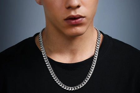 Men Jewelry Hiphop Cuban Chain Stainless Steel Necklace 26Inch 10MM Silver Color Mens Gifts for Dad