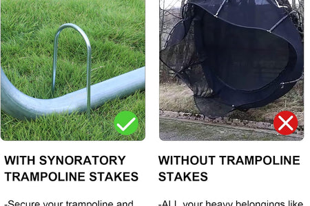 Trampolines Wind Stakes Heavy Duty U Type Sharp Ends Safety 12Inch Ground Anchor Galvanized Steel for Soccer Goals, Camping Tents and Huge Garden Decoration (Trampoline Anchors 8Pcs)